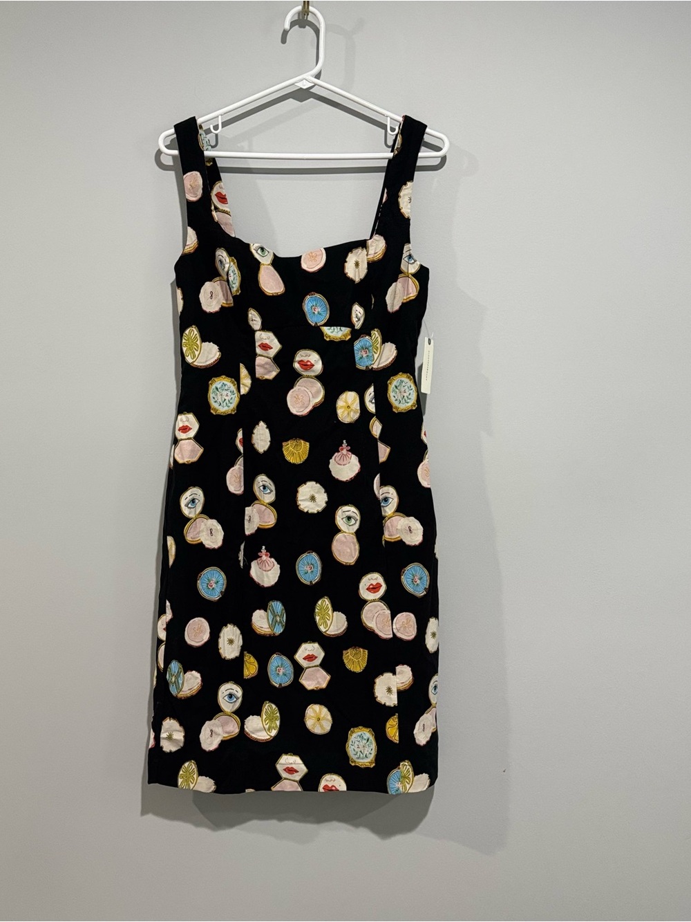 NWT Anthropologie Black Sleeveless Embroidered Medallion Print Dress SZ S